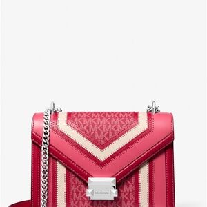 Michael Kors Whitney Medium Flap Chain Shoulder Bag — Dark Raspberry Multi — NWT